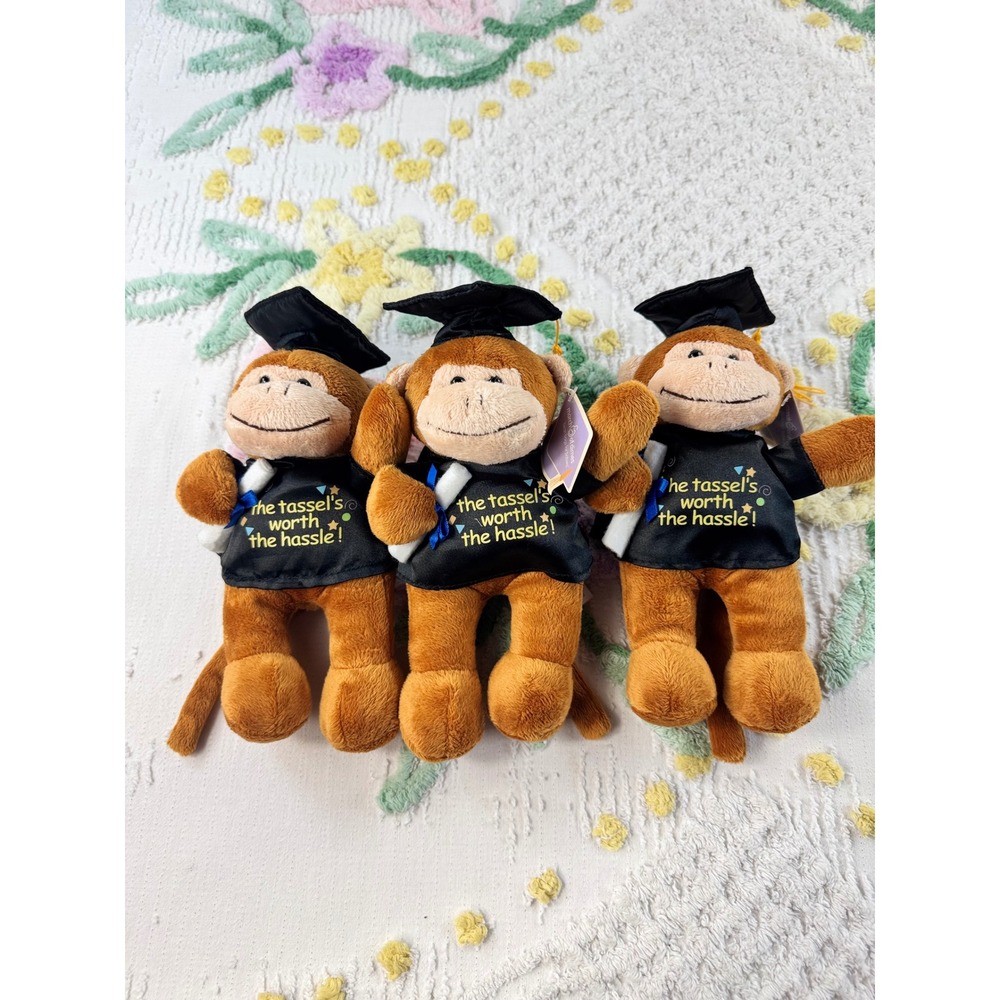 Plushland March of Dimes Graduation Monkey Plush Set of 3 Tassel Worth Hassle